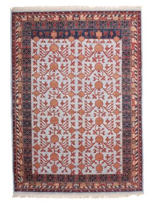 Khotan Rug in Red & Dark Navy