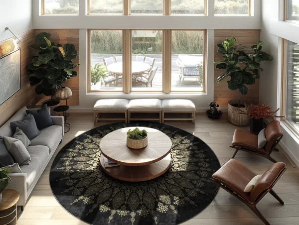 matta-sandrigo-svart-guld-multi-carpet-teppich-round-interior-797b.jpg Round rug - Sandrigo (black/gold)