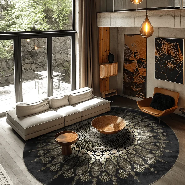 matta-sandrigo-svart_guld-multi-carpet-teppich-round-interior-0510.png Round rug - Sandrigo (black/gold)