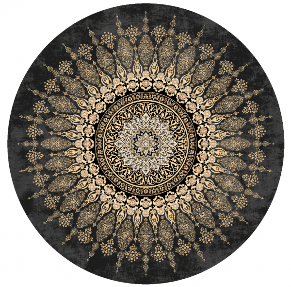 time2 Round rug - Sandrigo (black/gold)